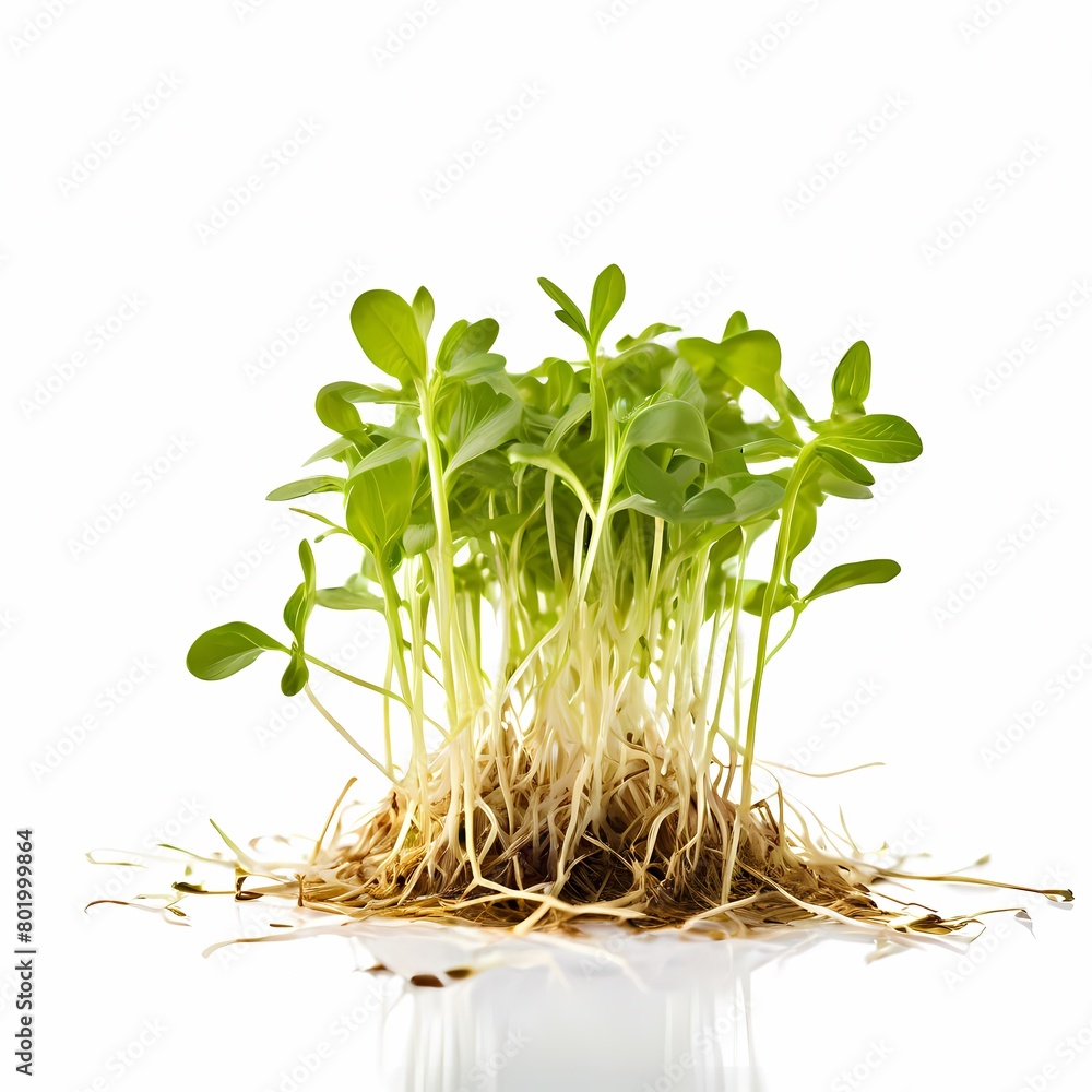 Obraz premium Alfalfa sprouts vegetable on white background, Ai Generated