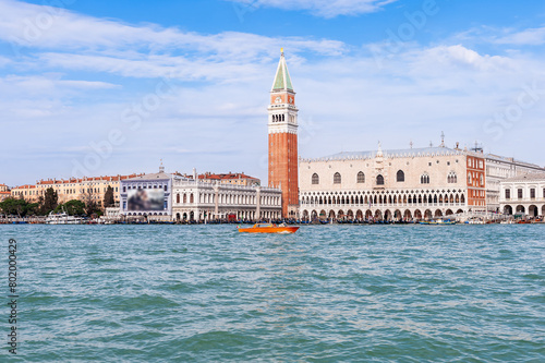 Doge's Palace and Lagoon Campanile in Venice in Veneto, Italy
