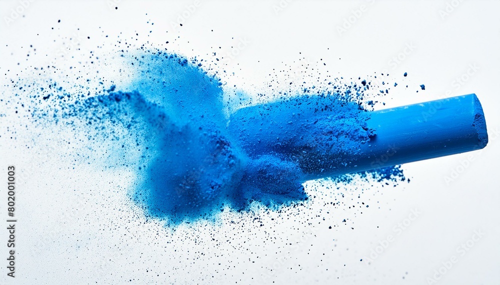 blue chalk and dust flying, effect explode isolated on white background blue chalk and dust flying, effect explode isolated on white background