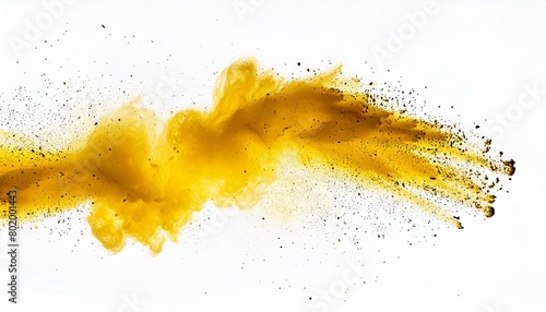 yellow chalk and dust flying, effect explode isolated on white background