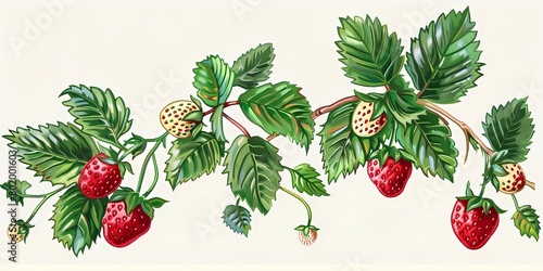 background picture with berries  a simple image of berry bushes  raspberries  strawberries and cherries