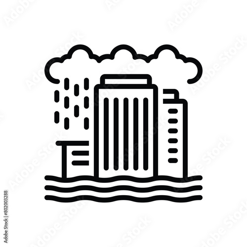 Black line icon for flooding