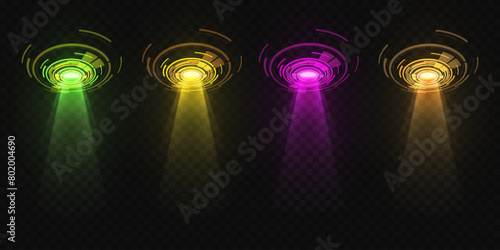 Shining spotlights of light. On a transparent background.