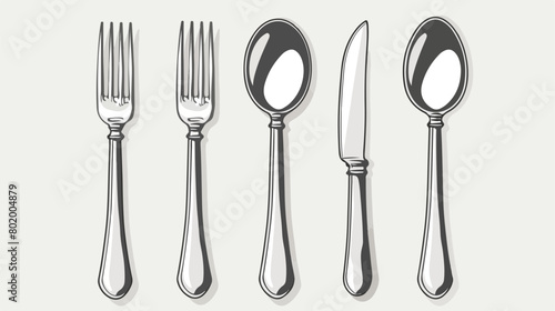 Fork knife and spoon on white background Vector illustration