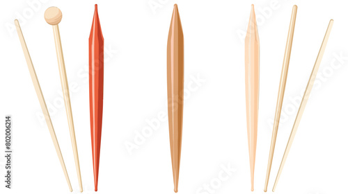 Four of different toothpicks on white background Vector