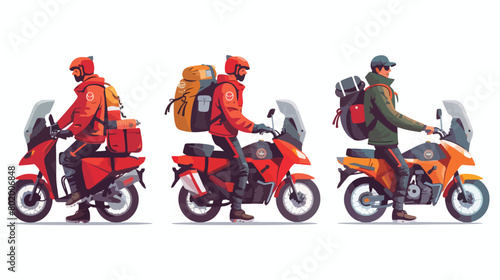 Four of male couriers on white background Vector illustration