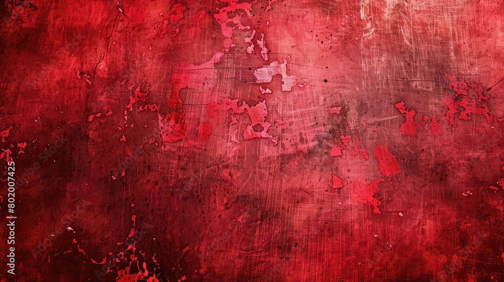 Grunge plaster cement or concrete wall texture red color with scratches, Scary cracked walls, Abstract cement wall for background ,Spooky and darkness bloody wall texture background

