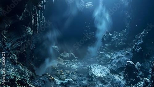 Scientists study deepsea extremophiles in hydrothermal vents for astrobiology insights. Concept Astrobiology, Deepsea Extremophiles, Hydrothermal Vents, Research, Scientists photo