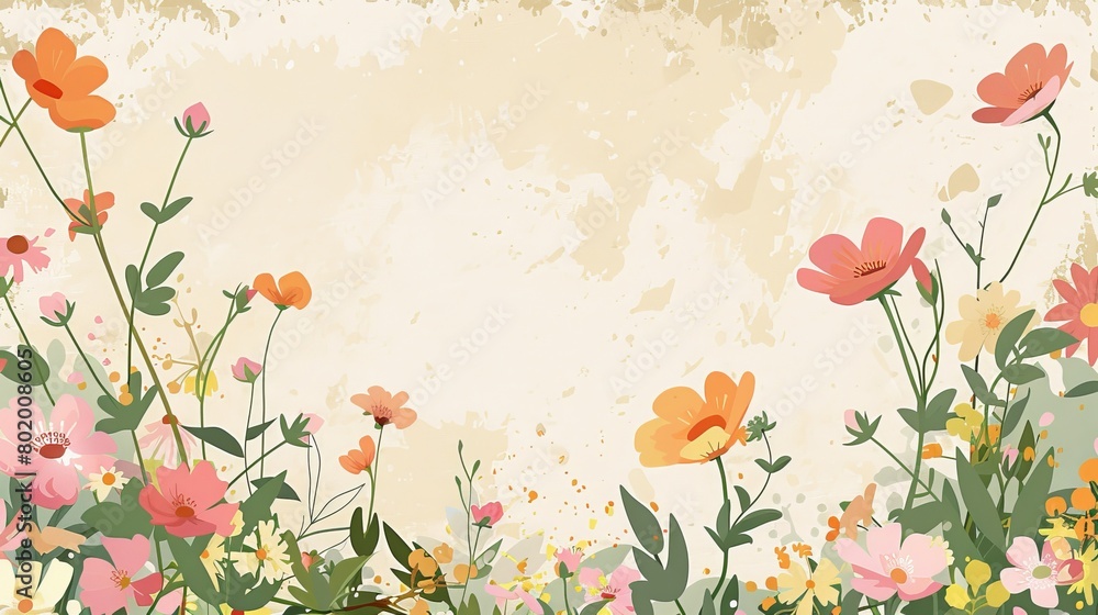 Retro floral background with flowers. Vintage wallpaper element.