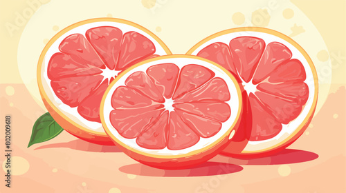 Fresh cut grapefruit on light background Vector illustration