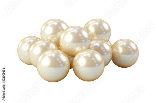 A Cascade of Luminous Pearls Dancing in White Space. On a White or Clear Surface PNG Transparent Background.