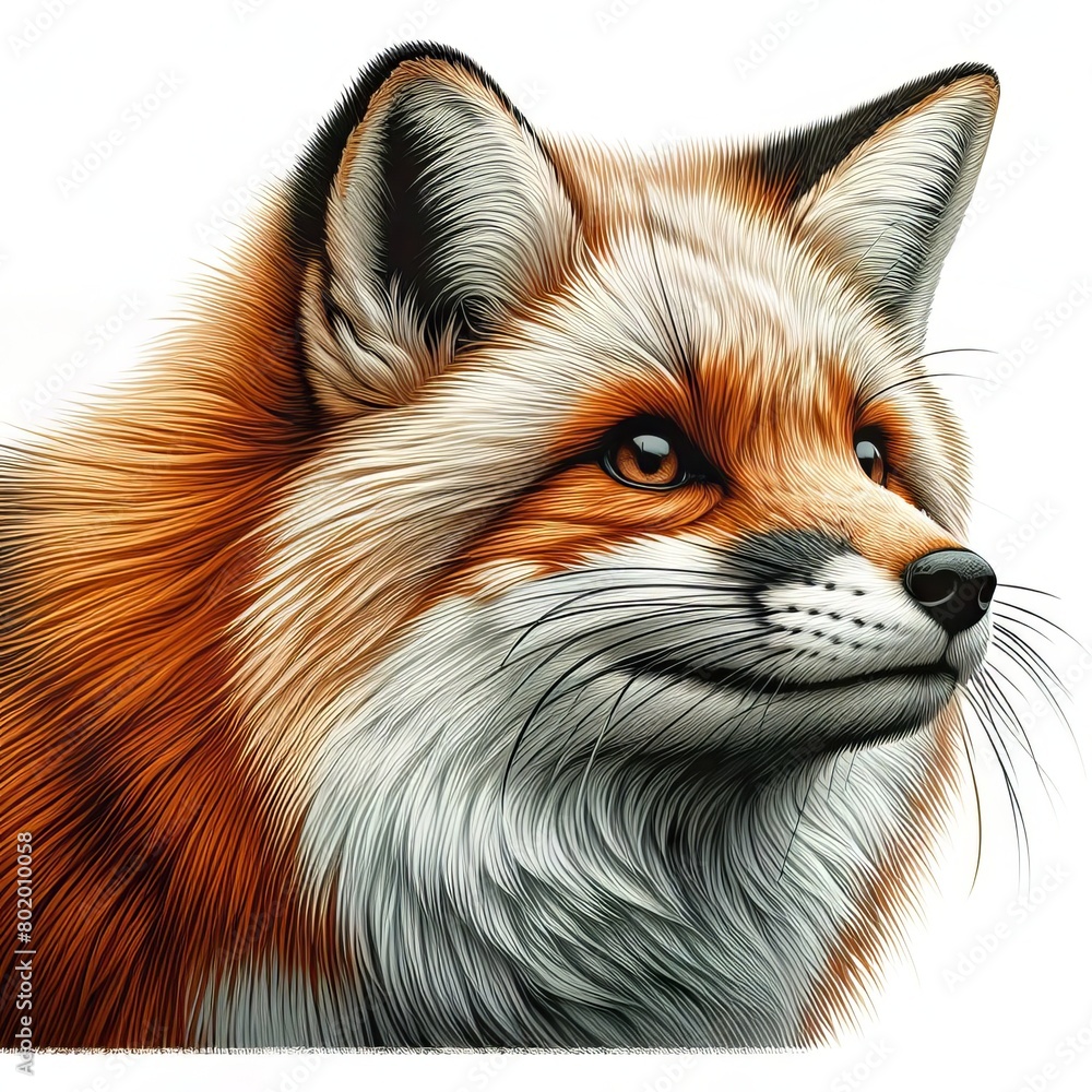 Fototapeta premium Harmonious Tranquility: A Majestic Fox Amidst the Serene Forest Illuminated by the Warm Sunrise Light