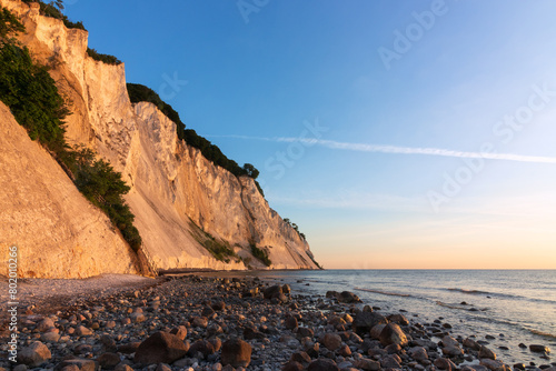 Gorgeous coatal scenery  with stunning view to the white chalk cliffs of the Danisch island of Møn. photo