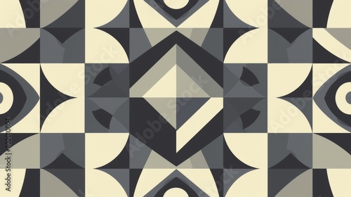 Retro gray, gray pattern with geometric ornaments
