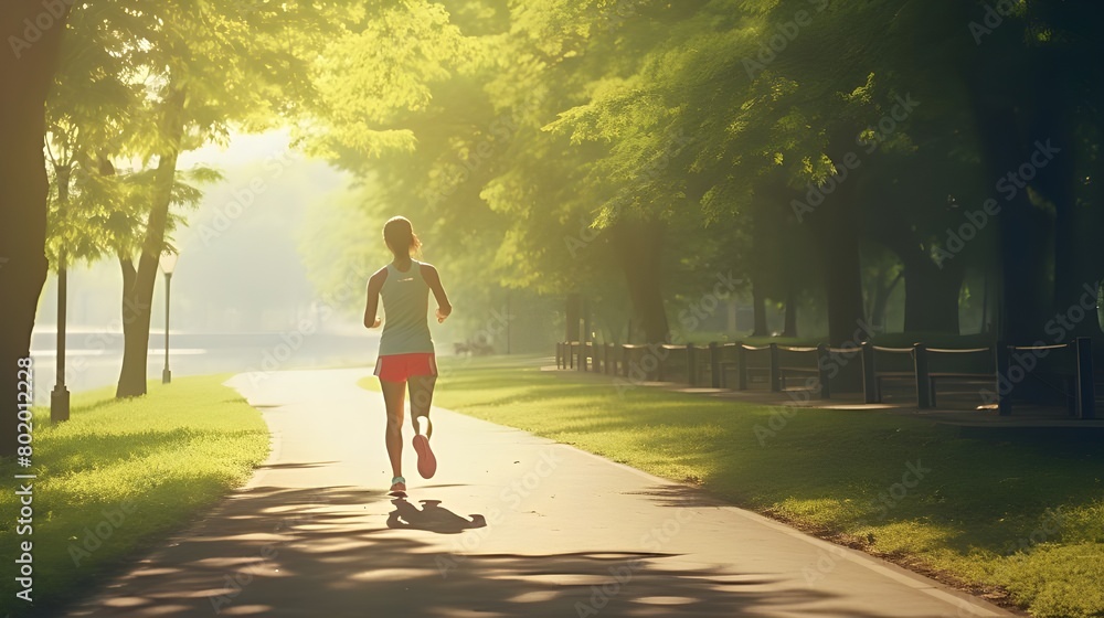 Fototapeta premium jogging in the park Generative AI