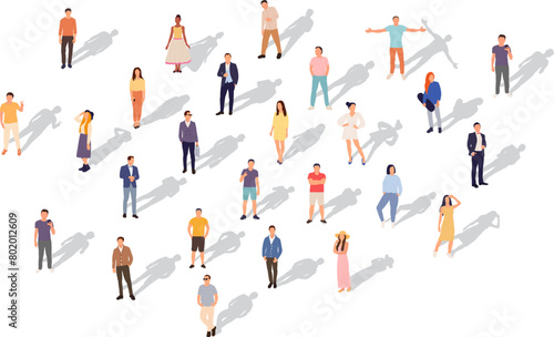people top view with shadow in flat style on white background vector