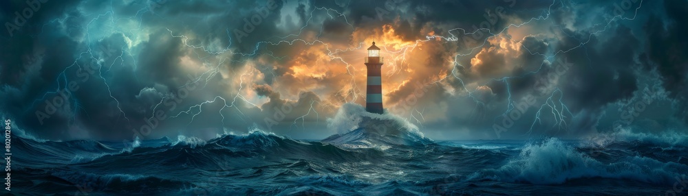 A lighthouse that shines through a terrible situation symbolizes vision and leadership.