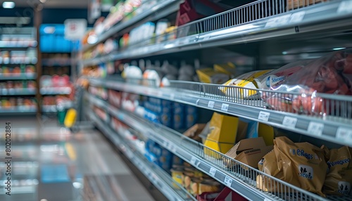 Wallpaper Mural an empty shelf for product placement in the supermarket with blurred background  Torontodigital.ca