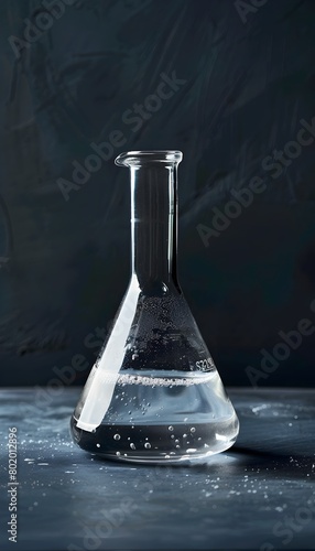 Transparent Glass Flask Containing Sulfuric Acid on Dark Moody Background