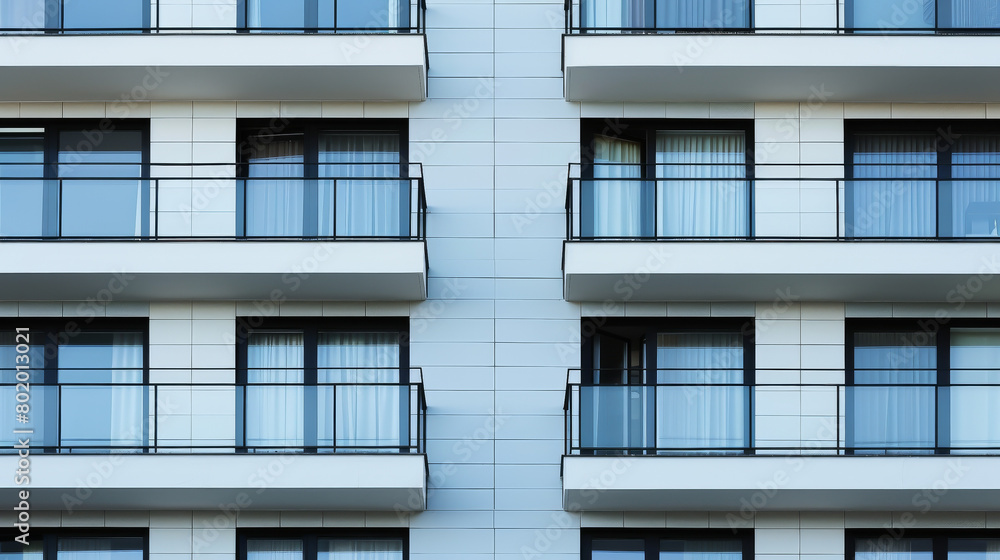 A tall building with many windows and balconies A tall building with many windows and balconies