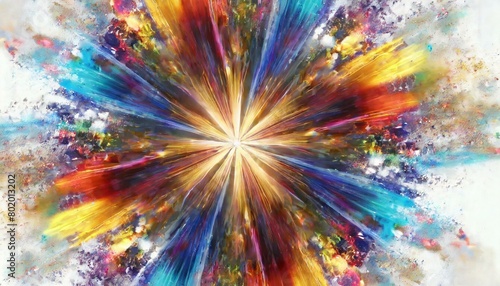abstract background, "Chromatic Kaleidoscope: Colorful Powder Explosions on White"