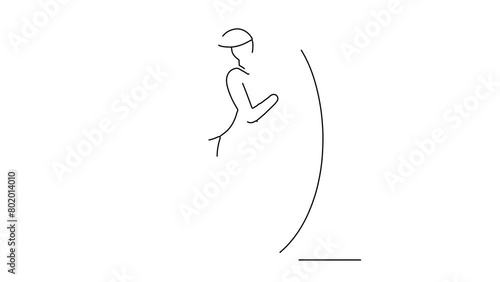 Arabian woman stand in front of mirror- Her reflection get out of mirror, Continuous line draw Full length single line animation photo