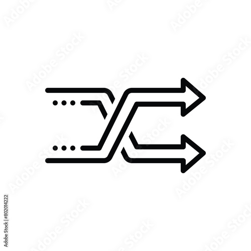 Black line icon for shuffle
