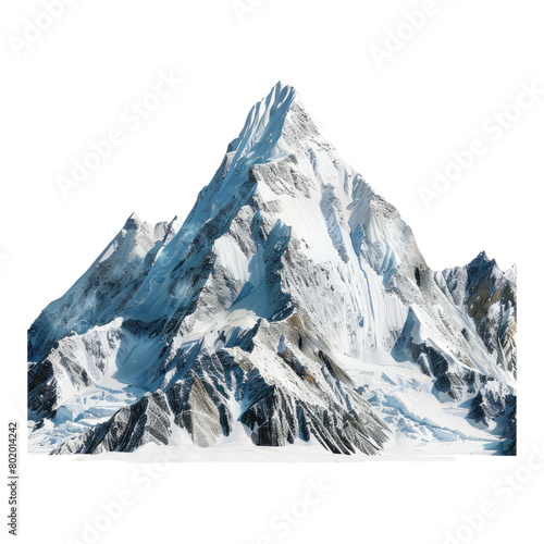 Photo of K2 mountains isolated on transparent background