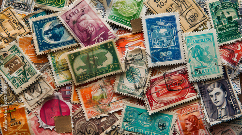 A collection of old stamps from various countries