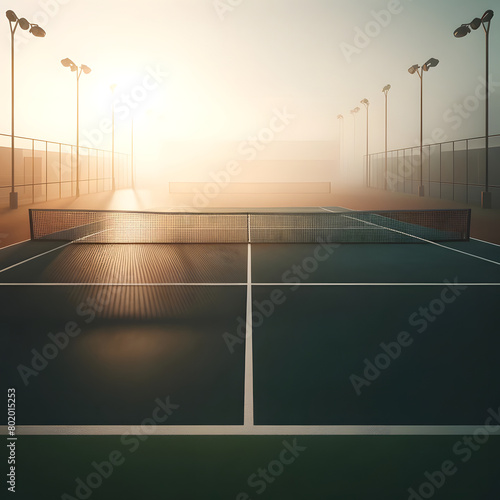 Morning Stillness: Empty Tennis Court at Dawn © Єгор Городок