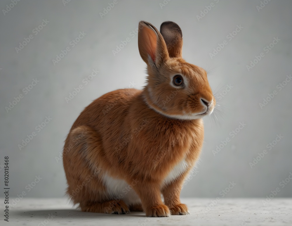 Young red rabbit isolated on white.Generative AI Young red rabbit isolated on white.Generative AI