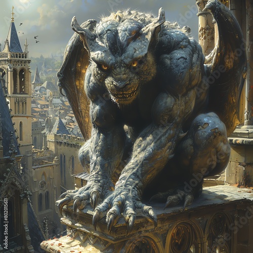 The Ghastly Gargoyle A stone guardian perched atop ancient buildings