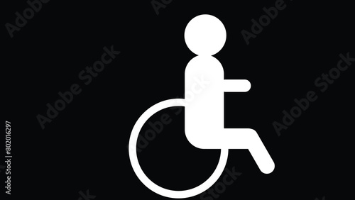 Disability icon. Containing wheelchair on black background.