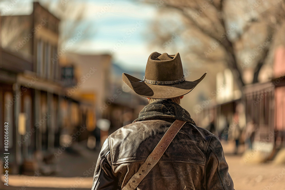 Generative AI picture Portrait of wild west retro movie western city town with cowboys and cowgirls and horses Generative AI picture Portrait of wild west retro movie western city town with cowboys and cowgirls and horses