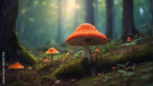 In the forest, a magical mushroom
