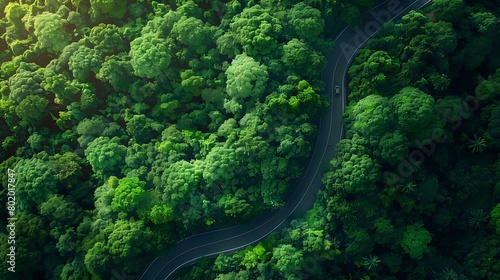 Aerial Capture of Tranquil Forest Road