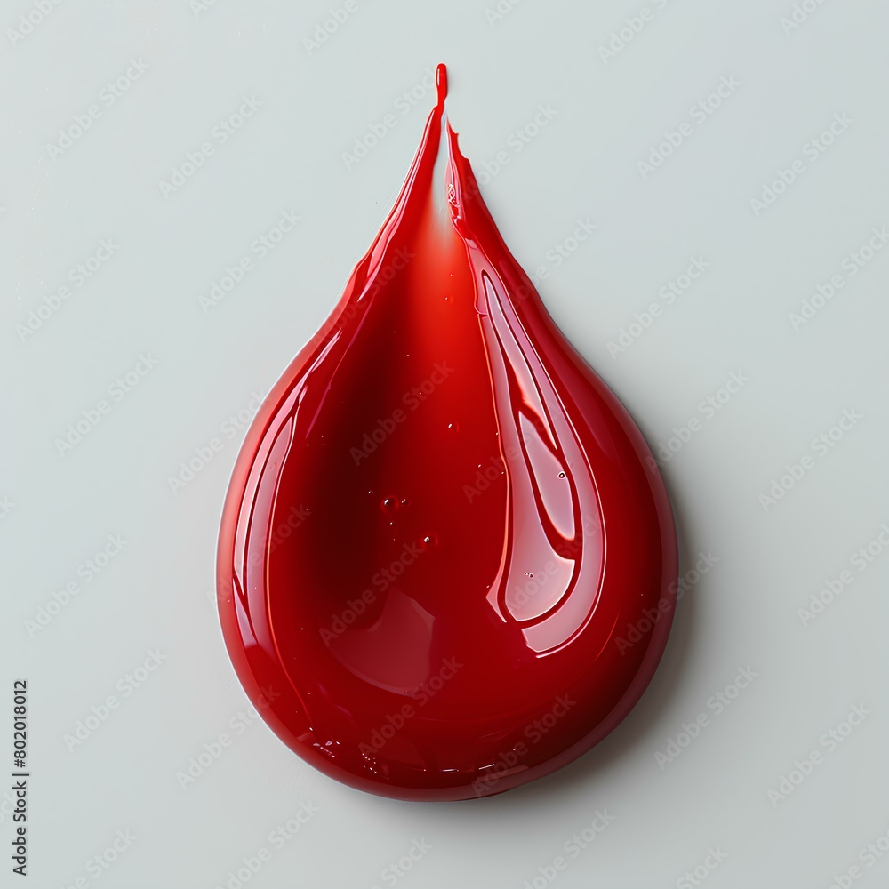 Obraz premium red paint drop isolated on white background with shadow. red paint explosion
