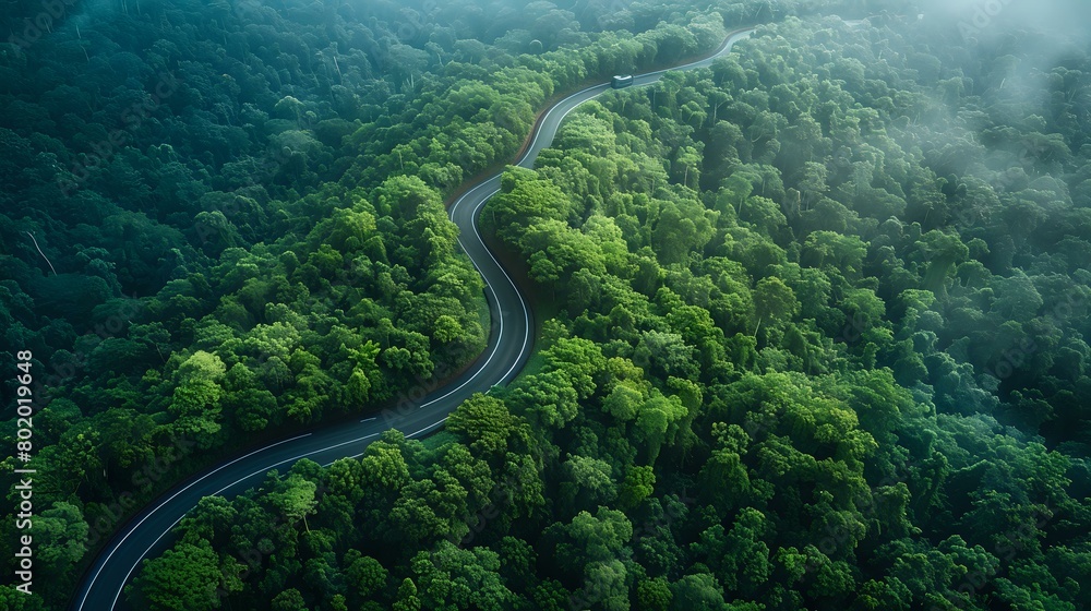 Aerial Perspective of Peaceful Forest Drive Aerial Perspective of Peaceful Forest Drive