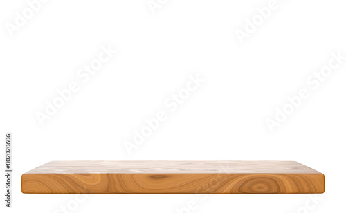 wooden shelf on transparent background