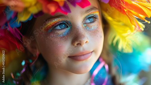 Pride Month Preparation, Capture the joyful anticipation of a kid getting ready to celebrate Pride Month with a vibrant rainbow theme. © LiezDesign