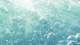 Bubbles of soda, beer, or water texture abstract background. Fuzzy carbonated motion, transparent aqua with random underwater bubbles, realistic 3D modern illustration.