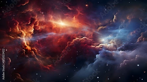 Cosmic Clouds, Galaxies, and Star-Connecting Colorful Space Background, Vibrant Design for Celestial Themes, Hand Edited Generative AI