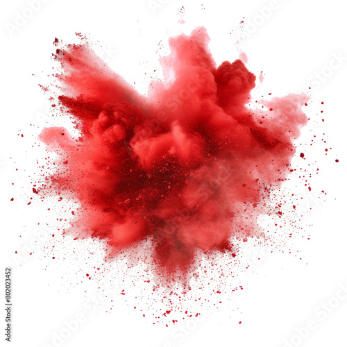 Abstract texture of exploding powder colorful red color. isolated on transparent background With clipping path. cut out. 3d render photo