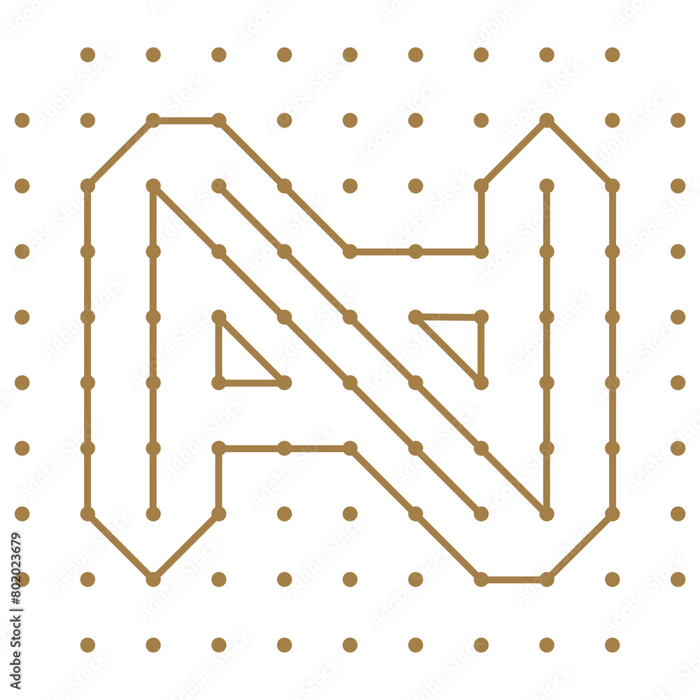 Dots and Alphabets Letter N Created By Joining Dots with Lines Dots and Alphabets Letter N Created By Joining Dots with Lines