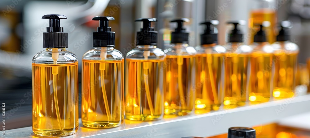 Cosmetic bottle packaging line in a conventional manufacturing facility for efficient production Cosmetic bottle packaging line in a conventional manufacturing facility for efficient production