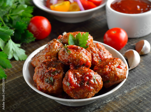 Fried meatballs in white bowl