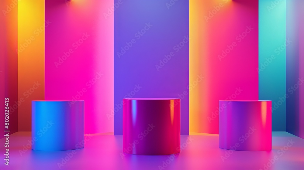 Displays for award ceremonies or product presentations on pedestals or podiums with abstract geometric shapes. Realistic 3D modern set of geometric blank product stands. Displays for award ceremonies or product presentations on pedestals or podiums with abstract geometric shapes. Realistic 3D modern set of geometric blank product stands.