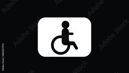 Disabled handicap icons. Wheelchair icon symbol on black background.