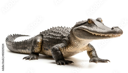 Alligator auf vier beinen isoliert auf wei  en Hintergrund  Freisteller