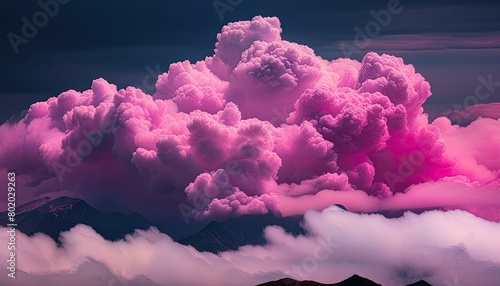 ai generative of beautiful pink clouds in the middle of the sky that looked scary photo